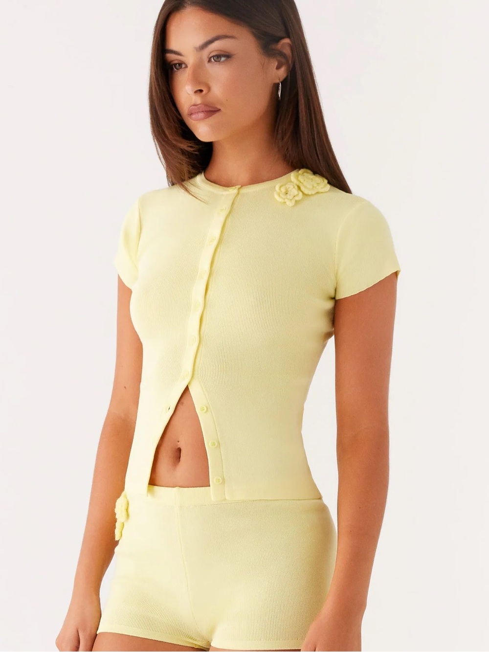 Peppermayo - Angela Button Up Knit Top - Yellow